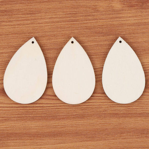 100 Pieces Unfinished Blank Wood Teardrop Earring Pendant for Christmas Tree Decoration, Jewelry Supplies and DIY Making, 1.4 x 2.2 inch...