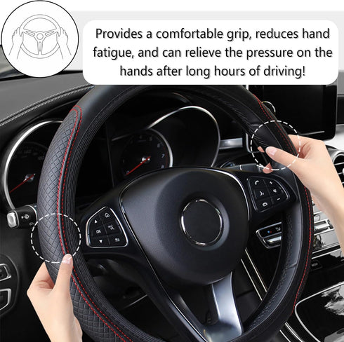 Leather Steering Wheel Cover,Anti Slip Car Steering Wheel Cover for Car Decorations & Steering Wheel Protections,Universal 15Inch Wheel Cover Car ...