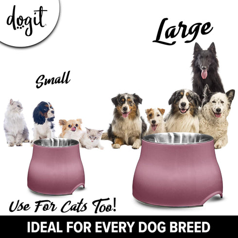 Dogit Elevated Dog Bowl, Stainless Steel Dog Food and Water Bowl for Small Dogs, Pink, 73742...