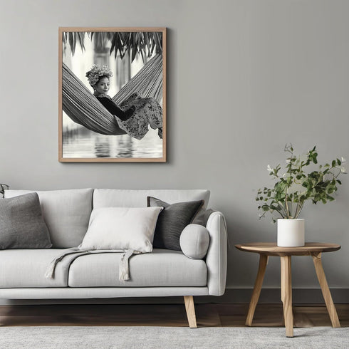 Posterizer 1 pcs-black and white photography style art-woman with flower crown 3-Photography Art-Retro Art-Decor for Home & Office- unframed wall ...