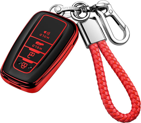 Tukellen for Toyota Key Fob Cover with Keychain,Special Soft TPU Key Case Protector Compatible with 2020-2022 Highlander Corolla Prius,2018-2024 R...