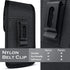 PiTau Holster for iPhone 15, 15 Pro, 14, 14 Pro, 13, 13 Pro, 12, 12 Pro, 11, XR, Black Nylon Cell Phone Belt Holder Case with Clip Carrying Pouch ...