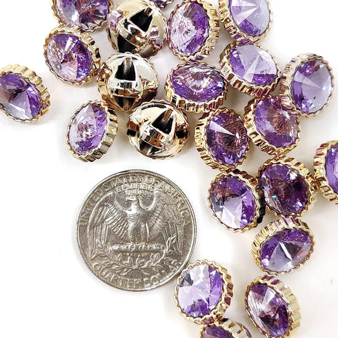 Decorative Purple Rhinestone Resin Sewing Shank Buttons 50 pcs - 12.5mm, 1/2"...