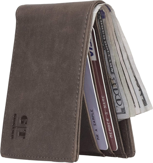 Gostwo Mens Slim Minimalist Front Pocket Wallet Genuine Leather ID Window Card Case RFID Blocking...
