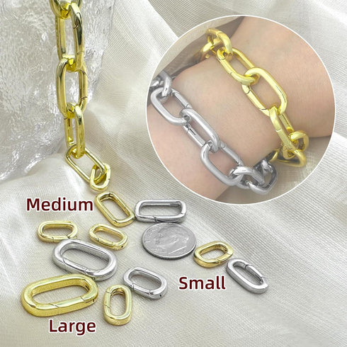 10Pcs Oval Clasp Carabiner Necklace Clasps and Closures Spring Ring Clasp Pearl Necklace Enhancer Connector for Jewelry Finding Necklace Bracelet ...