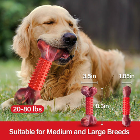 Apasiri Tough Dog Toys for Aggressive Chewers Large Breed, Chew Toys, Bones Made with Nylon and Rubber, Big Indestructible Toy, Medium Puppy Teeth...