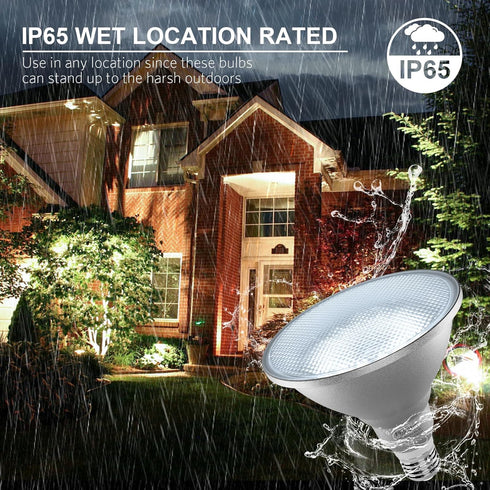Dusk to Dawn PAR38 LED Flood Light Bulbs with Auto On/Off Light Sensor for Porch Security or Landscape Lighting, 20W = 100W, IP65 Waterproof, Cool...