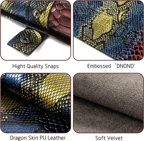 DNDND Dice Mat and Storage, 2 in 1 Dragon Scale Scroll PU Leather with Velvet for Table Games Dungeons and Dragons DND D&D (Dragon Scale)...