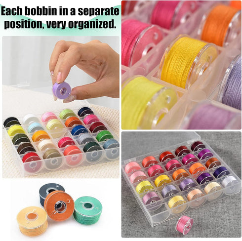 50 Pcs Bobbins, Plastic Bobbins for Sewing Machine, Sewing Bobbins with Bobbin Case, Bobbin for Sin-ger/Bro-Ther, Bobbins for Singer Sewing Machin...