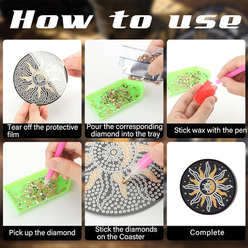 12 Pcs Tarot Diamond Painting Coasters Kits DIY Tarot Diamond Painting Coasters with Holder DIY Drinks Diamond Kits for Adults Beginners and Kids ...