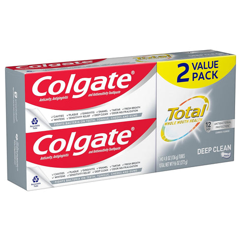 Colgate Total Toothpaste with Stannous Fluoride and Zinc, Multi Benefit Toothpaste with Sensitivity Relief and Cavity Protection, Deep Clean - 4.8...