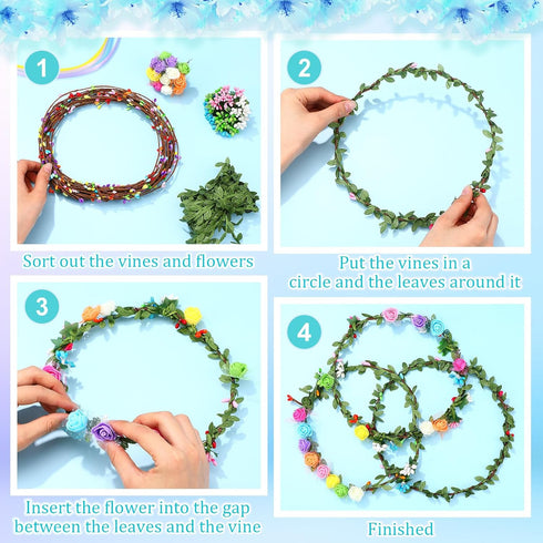 Syhood Rose Style Crowns Making Kit, 168 Pcs Parts, Make Your Own Flower Crown Wreath Headbands and Bracelets Craft Kit Hair Accessories Handmade ...