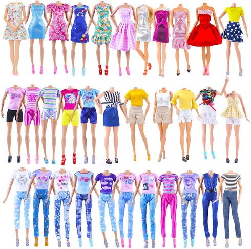 10 Sets Doll Clothes Include 1 Pink Dress 9 Random Casual Outfits for 11.5 inch Girl Dolls...