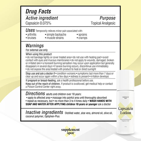 Capsaicin Lotion – Cream for Muscles & Joints – Deep Penetrating Roll On w/0.075% Capsaicin Cream – (3 oz)...
