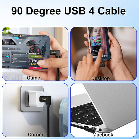 USB4 C Cable 90 Degree Right Angle USB C to USB C Cable 240W USB4.0 Type C Fast Charging Cable Support Thunderbolt 3 8K Video 40Gbps Data Transfer...