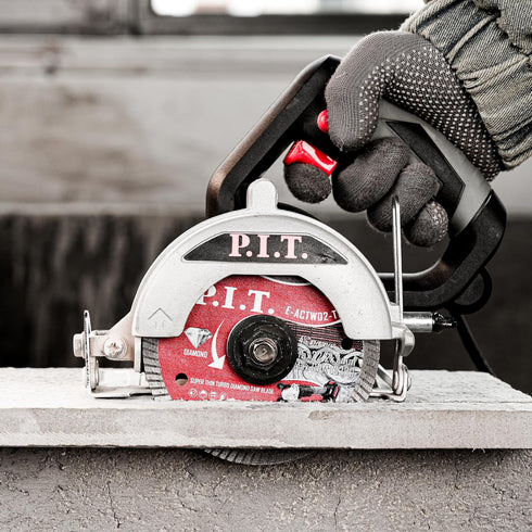P.I.T. 4-1/2 Turbo Diamond Saw Blade,Dry/Wet Cutting for Granite, Stone, Masonry, Terrazzo, Marble, Concrete,Tile - 7/8 Inch Arbor Angle Grinder C...
