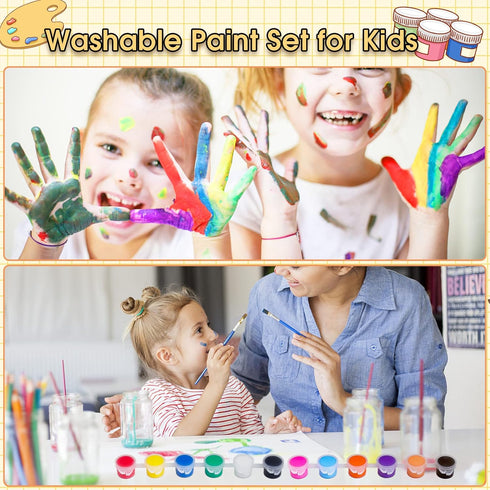 6 PCS Mini Paint Set,Kids Paint Bulk Set,Washable Acrylic Paint Strips Set for Kids & Adults,12 Filled Paint Strips in 12 Colors,12 Brushes 6 Mixi...