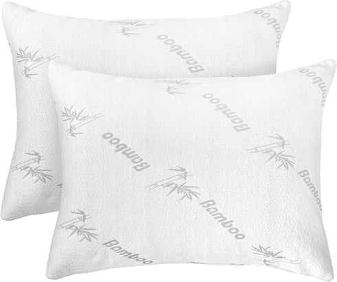2 Pack Viscose Made from Bamboo Pillow Protectors - Cooling Pillow Protectors Queen 20x30 Pair Zippered Case, Guaranteed Noiseless Pad, Ultra Plus...