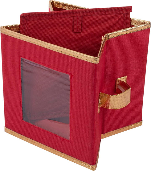 Simplify Holiday Saucer Plate Dinnerware Storage Box | 7.3 Inch | Christmas China | 12 Felt Dividers | Tableware Setting | Red...