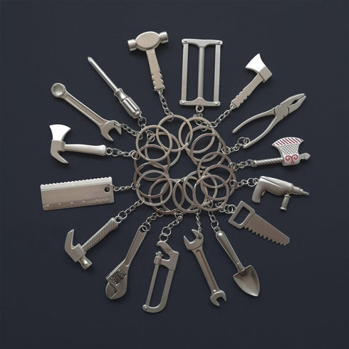 16-Piece Pretend Play Set Mini Construction Tools Keychains, Assorted Designs for Creative Play & Gifting - DIY Toy Car Keyrings...