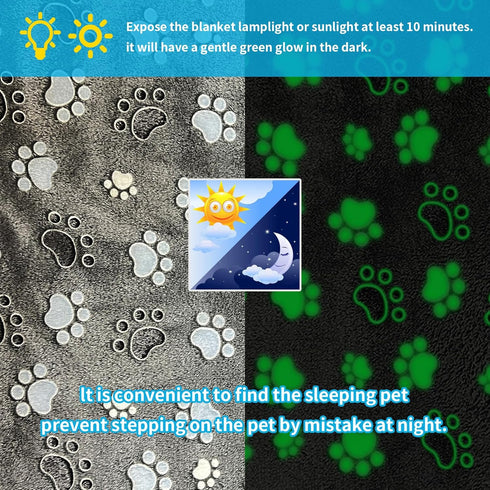 Glow Waterproof Dog Blanket, Pattern Printing Super Soft Warm Fluffy Facecloth Sofa Car Bed Protector, Urine Proof Washable Outdoor Pet Blanket fo...