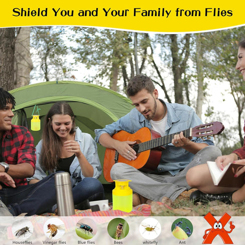 Outdoor Fly Trap, Fly Traps Outdoor Hanging Solar Powered, Reusable Fly Trap Indoor with Fly Bait, Non-Toxic Flying Insects Killer for Indoor Outd...