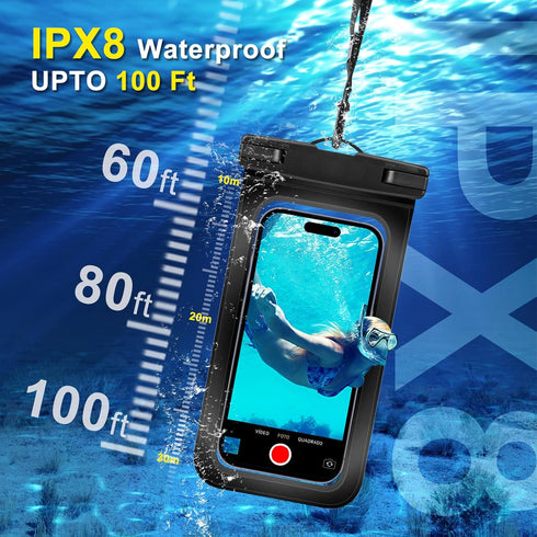 2 Pack Waterproof Phone Pouch with Adjustable Lanyard for iPhone 15 14 13 12 Pro Max, for Samsung Galaxy S24/S23 up to 7.5", IPX8 Water Proof Phon...