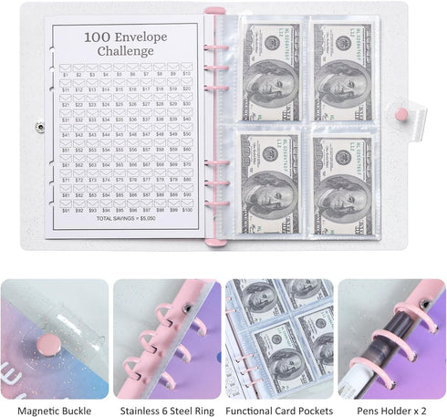 100 Envelope Money Savings Challenge Binder, Expense Budget Sheet for Budgeting and Saving Money, Budget Binder with Cash Envelopes, Easy and Fun ...