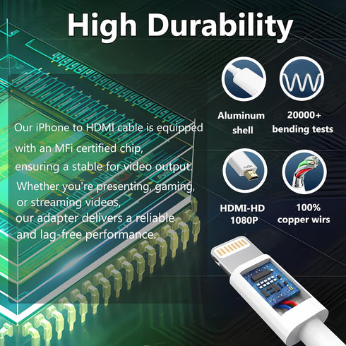 Lightning to HDMI Cable for iPhone Digital AV Adapter 1080P HD Video Sync Screen Connector iPhone to HDMI for TV Projector Monitor...