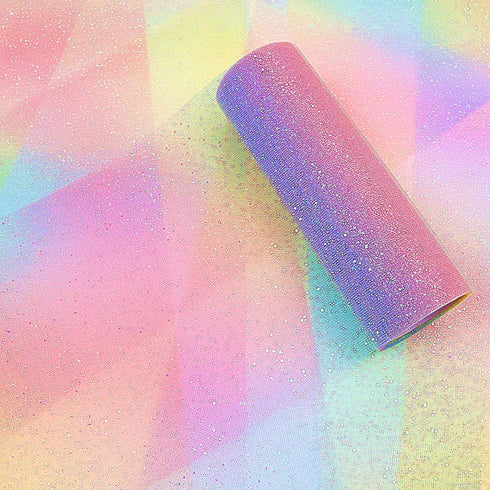 Rainbow Glitter Tulle Rolls 6 inch x 10 Yards (30 feet) for Table Runner Chair Sash Bow Pet Tutu Skirt Sewing Crafting Fabric Wedding Birthday Rib...