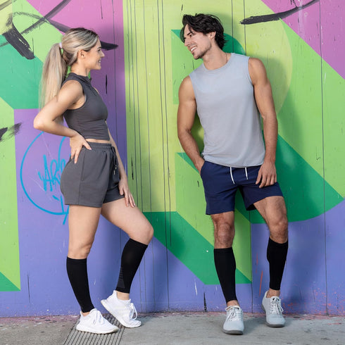 Calf Compression Sleeves for Men and Women - (1 Pair) Footless Compression Socks Support for Varicose Vein, Nursing, Pregnancy, Running - PhysFlex...