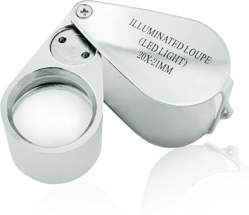 Loupe-LED Illuminated Jewelers Eye Loupe 20x, 21mm with Kare and Kind Retail Package(20x21mm)...