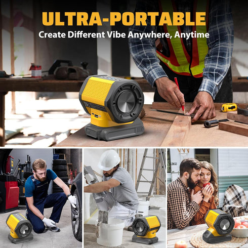 Bluetooth Speaker Fit for DeWALT 20v Max Battery with USB-A/C Charging for Jobsite Camping & Parties(Battery not Included)...