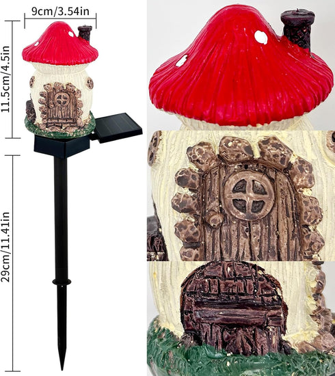 Mushroom Solar Lights Outdoor, Waterproof Fairy Houses Lights Mushroom Garden Decor Decorative Solar Powered Garden Stake Lights for Outside Lawn ...