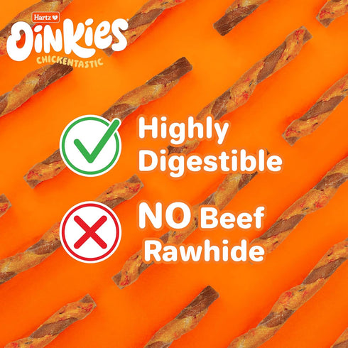 Oinkies Chickentastic Tender Twirls + Collagen to Support Skin & Joints, Made with Real Chicken Breast, Pumpkin & Carrot, Long-Lasting & Rawhide-F...