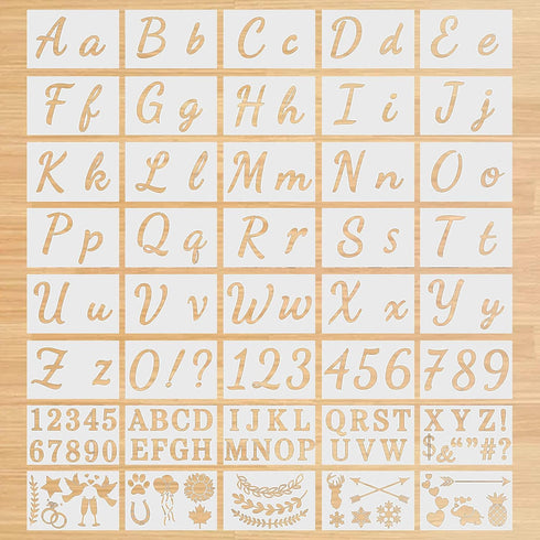 40 Pieces Letter Painting Stencils Reusable Cursive Letter Number Stencils Calligraphy Alphabet Stencil Template Kit Letter Stencils for Painting ...