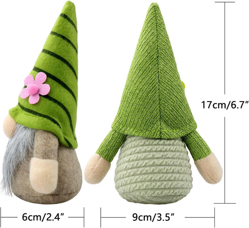 Gehydy Set of 2 Spring Gnomes Plush Easter Sunflower Gnome Decoration Gift Handmade Green Scandinavian Tomte Stuffed Farmhouse Decor for Home Kitc...