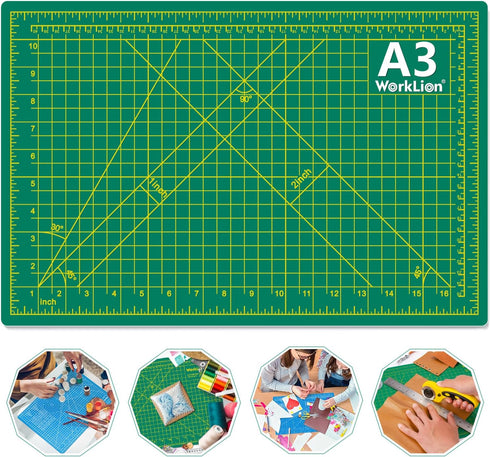 WORKLION 12" x 18" Art Self Healing PVC Cutting Mat, Double Sided, Gridded Rotary Cutting Board for Craft, Fabric, Quilting, Sewing, Scrapbooking ...