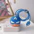 3D Cute Cartoon Charger Protector Case - Compatible for Apple 20W USB-C Power Adapter and Lightning Cable (Captain America)...