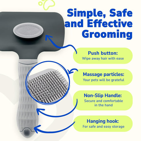 PET'S DREAM Self Cleaning Slicker Brush for Dogs, Cat & Dog Grooming Brush, Easy Push Button Cleanup, Comfort Massage, Slicker Brush for Large Dog...