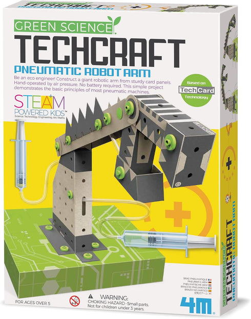 4M TechCraft Pneumatic Arm, Green Science, STEAM...