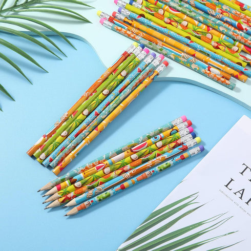 72 Pieces Beach Summer Pencils Hawaii Mexican Assorted for Kids with Eraser, Novelty Fun Wooden Pencils for Students Reward Prize Classroom Party ...