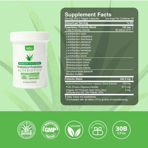 Univera Probiotics for Women, Probiotics and Prebiotics 30 Billion CFUs with Organic Aloe Vera -14 Strains, Digestive Enzymes for Adults - Vegan, ...