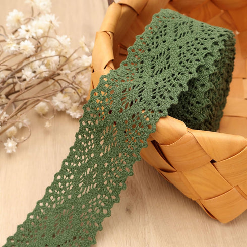Lace Trim Cotton Lace Ribbon Eyelet Lace Ribbon Crochet Sewing Lace for junk journal supplies Crafts Supply(Green)...