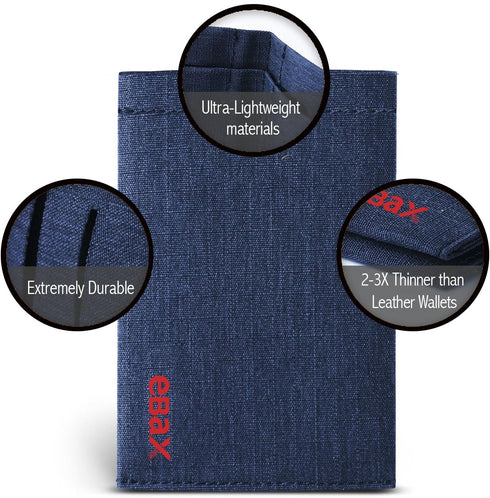 Microfiber Waterproof RFID Slim Bifold Wallet for Men - Minimalist Front Pocket Card Holder Holds up to 10 Cards and Cash, Denim Blue...