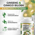 Ginko Biloba & Panax Ginseng Supplement - Red Ginseng Brain Supplement for Memory and Focus - Ginkgo Biloba Supplements for Good Vision, Immune Sy...