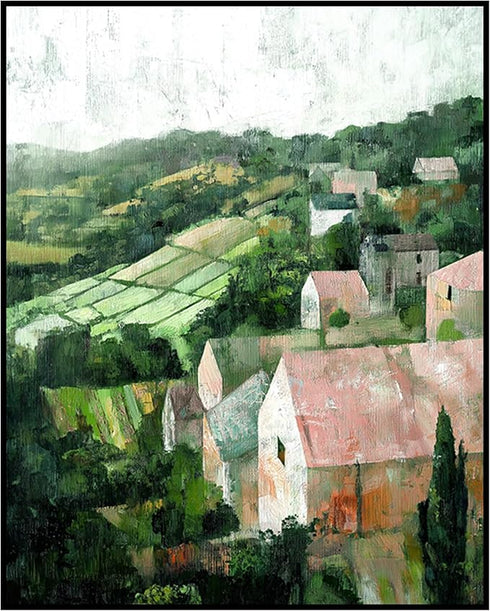 Posterizer 1 pcs-vintage oil painting style-rural landscape of old villages 1-Collectibles & Fine Art-Landscape & Nature Art-Gift for Art Lovers- ...