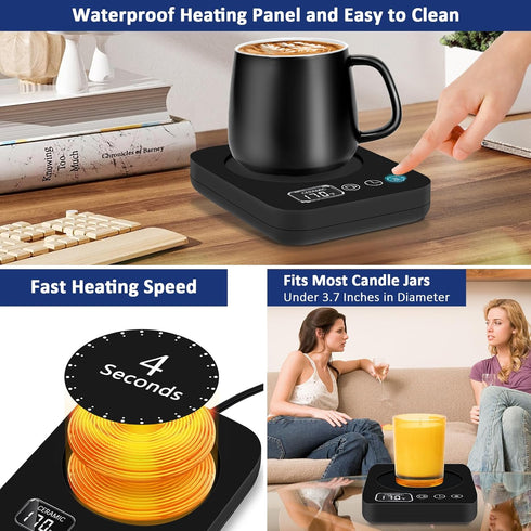 Coffee Mug Warmer - 30W Smart Coffee Mug Warmer for Desk with Temp display & 2-12H Timer, Auto Shut Off & Gravity Sensor Coffee Cup Warmer with 3 ...