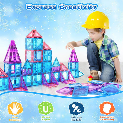 Magnetic Tiles Building Blocks Toddler Boys Girls Toys Age 4-5 5-6 4-6 6-7 6-8 8-10 STEM Educational Birthday Magnets Toys for 3 4 5 6 7 8 Years O...