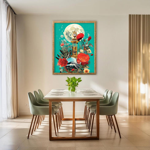 Posterizer 1 pcs-watchtower-landscapes and flowers-retro collage-Abstract & Modern Art-Floral & Botanical Art-Gift for Art Lovers- UNFRAMED Wall A...
